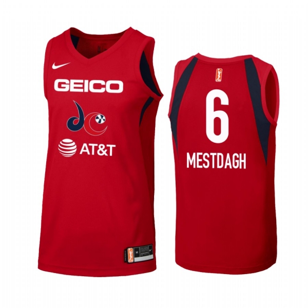 Women's WNBA #6 Kim Mestdagh Red Jersey