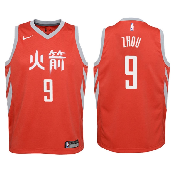 Youth Houston Rockets #9 Zhou Qi City Jersey