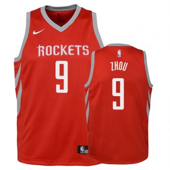 Youth Houston Rockets Zhou Qi #9 Red Icon Jersey