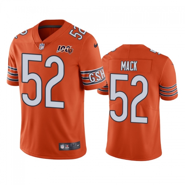 Chicago Bears Khalil Mack Orange 100th Season Vapor Limited Jersey