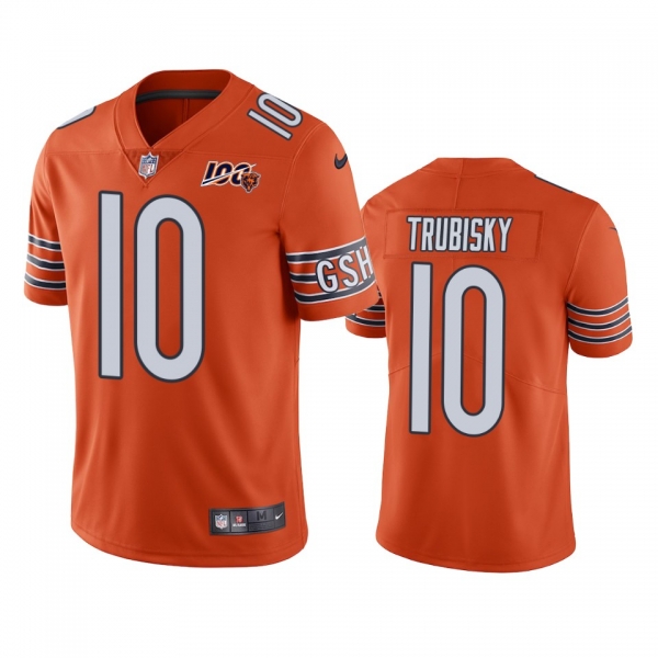 Chicago Bears Mitchell Trubisky Orange 100th Season Vapor Limited Jersey