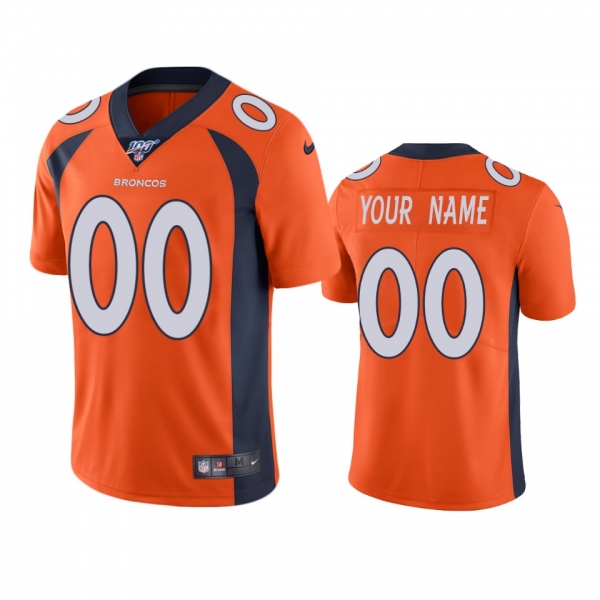 Denver Broncos Custom Orange 100th Season Vapor Limited Jersey