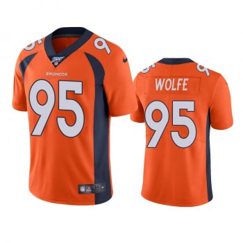 Denver Broncos Derek Wolfe Orange 100th Season Vapor Limited Jersey