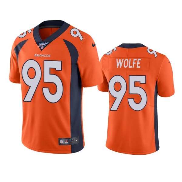 Denver Broncos Derek Wolfe Orange 100th Season Vapor Limited Jersey