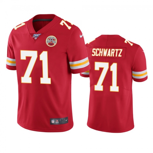 Kansas City Chiefs Mitchell Schwartz Red 100th Season Vapor Limited Jersey