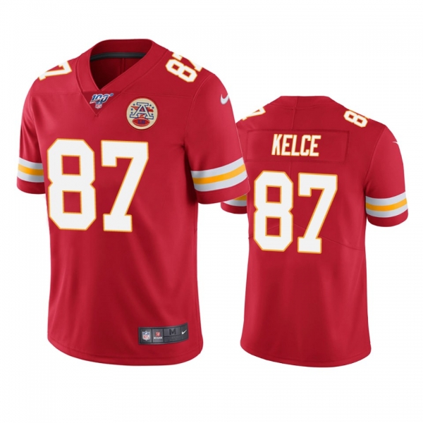 Kansas City Chiefs Travis Kelce Red 100th Season Vapor Limited Jersey