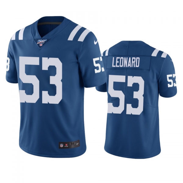 Indianapolis Colts Darius Leonard Royal 100th Season Vapor Limited Jersey