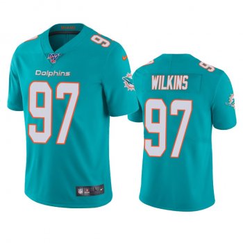 Miami Dolphins Christian Wilkins Aqua 100th Season Vapor Limited Jersey