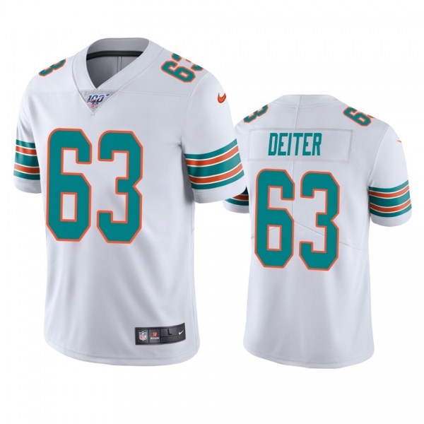 Miami Dolphins Michael Deiter White 100th Season Vapor Limited Jersey