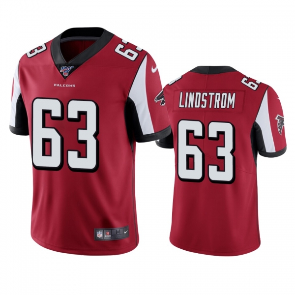 Atlanta Falcons Chris Lindstrom Red 100th Season Vapor Limited Jersey