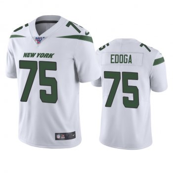 New York Jets Chuma Edoga White 100th Season Vapor Limited Jersey