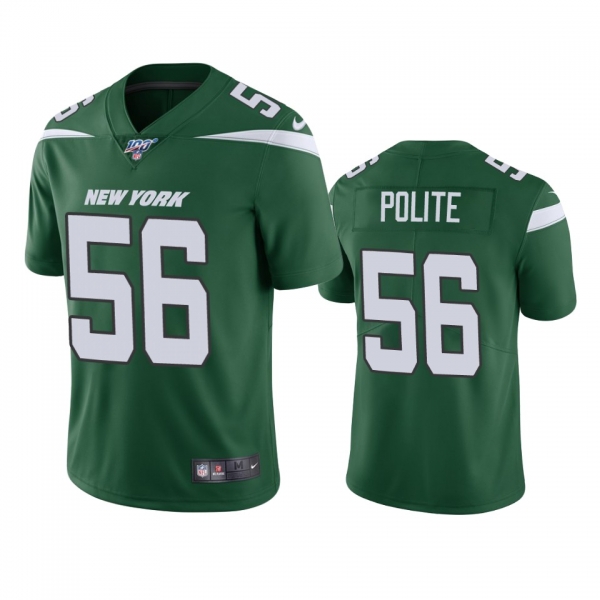 New York Jets Jachai Polite Green 100th Season Vapor Limited Jersey