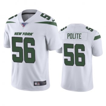 New York Jets Jachai Polite White 100th Season Vapor Limited Jersey