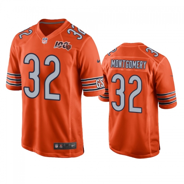 Chicago Bears David Montgomery Orange 100th Season Game Jersey - Men's