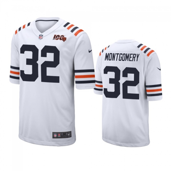 Men's Bears David Montgomery White 100th Season Classic Game Jersey