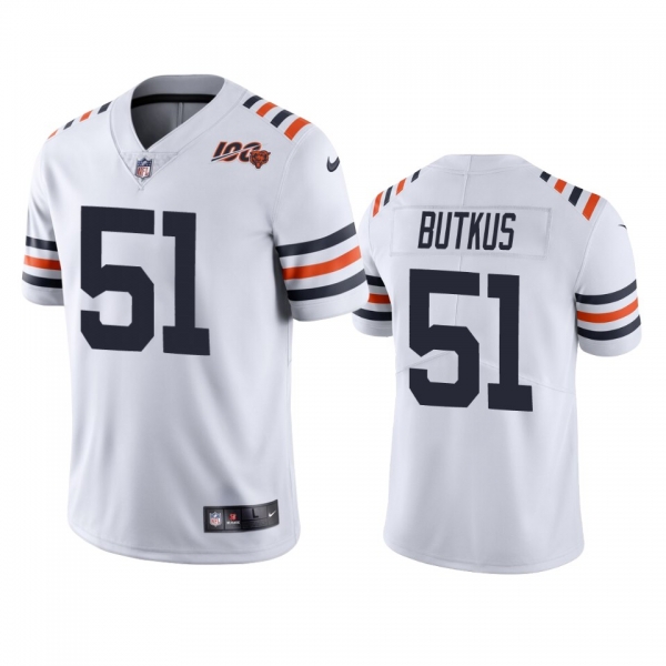 Bears Dick Butkus White 100th Season Alternate Classic Limited Jersey