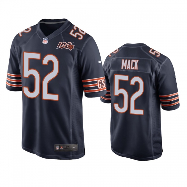 Chicago Bears Khalil Mack Navy 100th Season Game Jersey - Men's