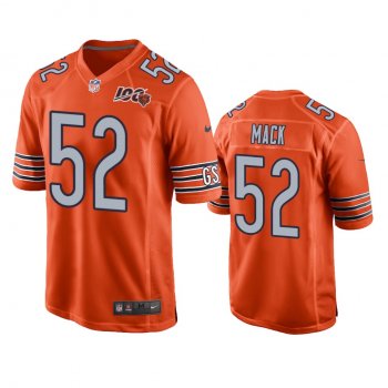 Chicago Bears Khalil Mack Orange 100th Season Game Jersey - Men's