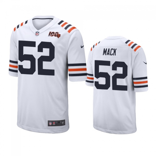 Men's Bears Khalil Mack White 100th Season Classic Game Jersey