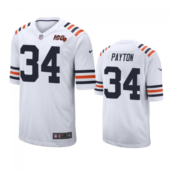 Men's Bears Walter Payton White 100th Season Classic Game Jersey