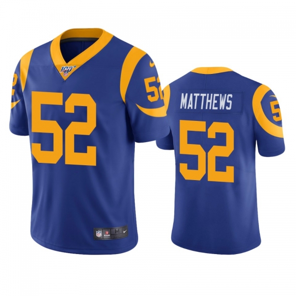 Los Angeles Rams Clay Matthews Royal 100th Season Vapor Limited Jersey