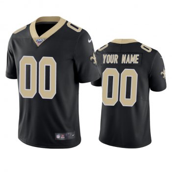 New Orleans Saints Custom Black 100th Season Vapor Limited Jersey