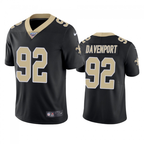 New Orleans Saints Marcus Davenport Black 100th Season Vapor Limited Jersey