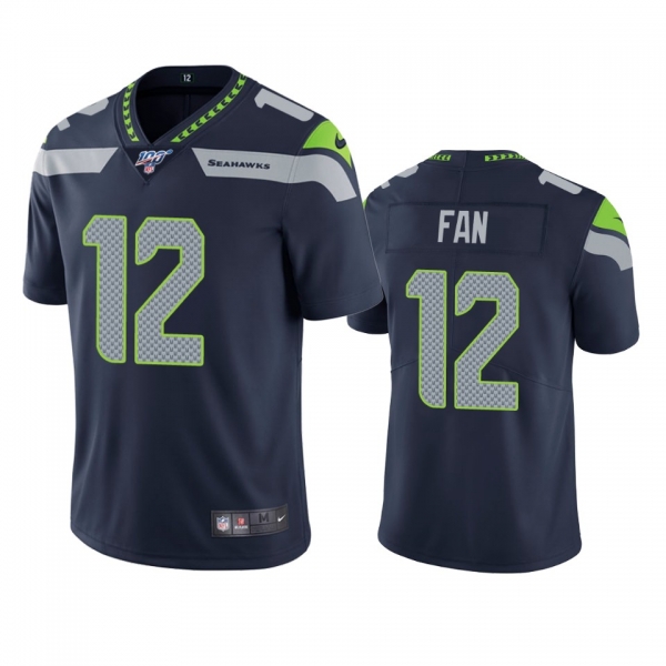 Seattle Seahawks 12th Fan Navy 100th Season Vapor Limited Jersey