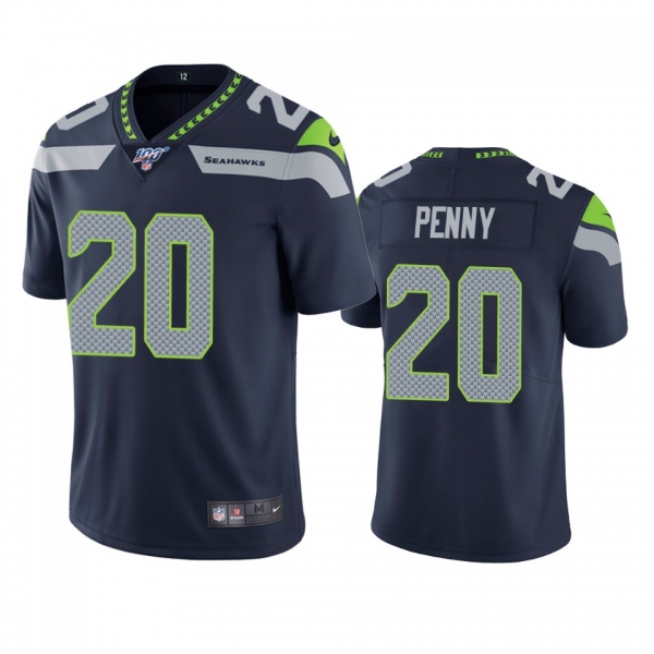 Seattle Seahawks Rashaad Penny Navy 100th Season Vapor Limited Jersey