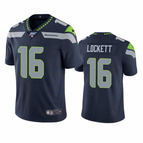 Seattle Seahawks Tyler Lockett Navy 100th Season Vapor Limited Jersey