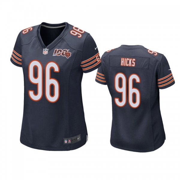 Chicago Bears Akiem Hicks Navy 100th Season Game Jersey - Women's