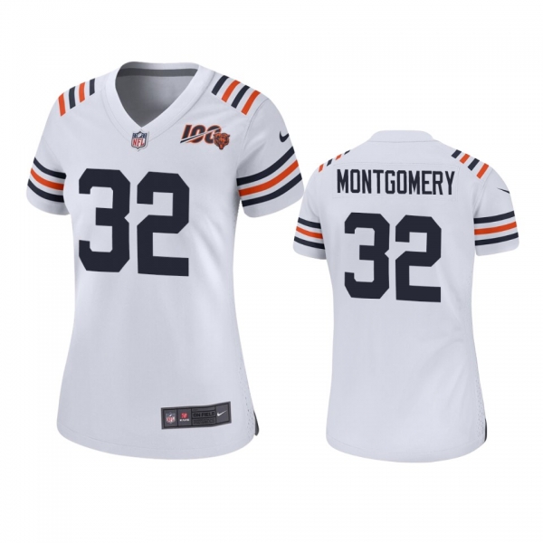 Women's Bears David Montgomery White 100th Season Classic Game Jersey