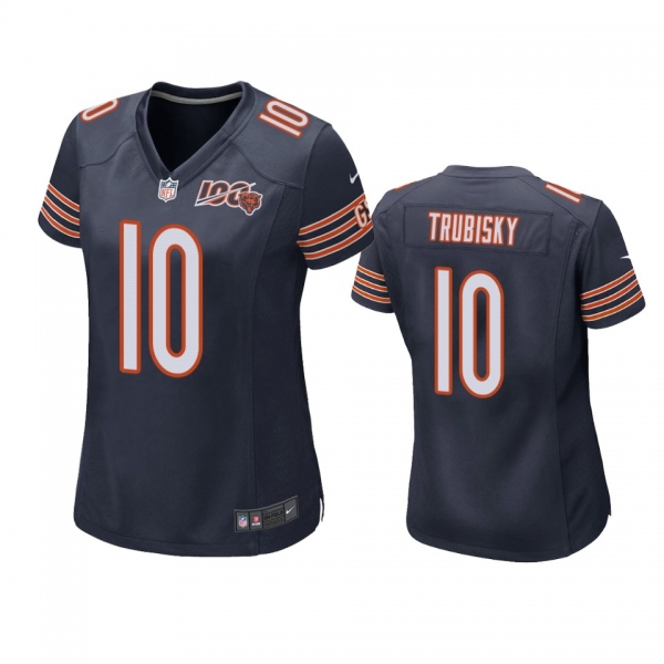 Chicago Bears Mitchell Trubisky Navy 100th Season Game Jersey - Women's