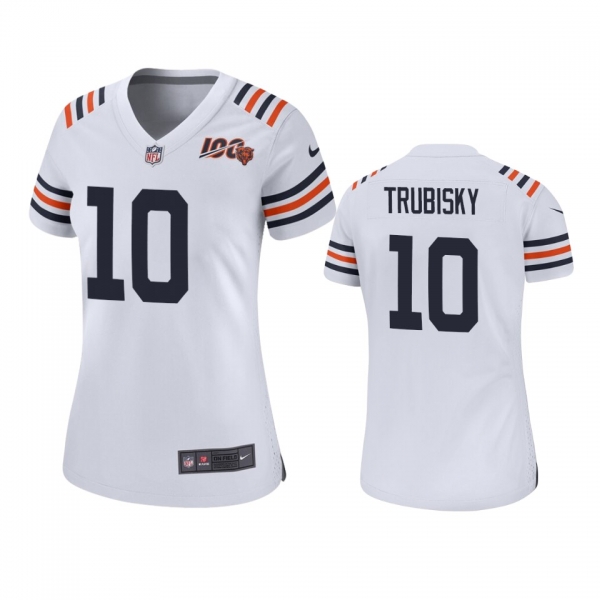 Women's Bears Mitchell Trubisky White 100th Season Classic Game Jersey