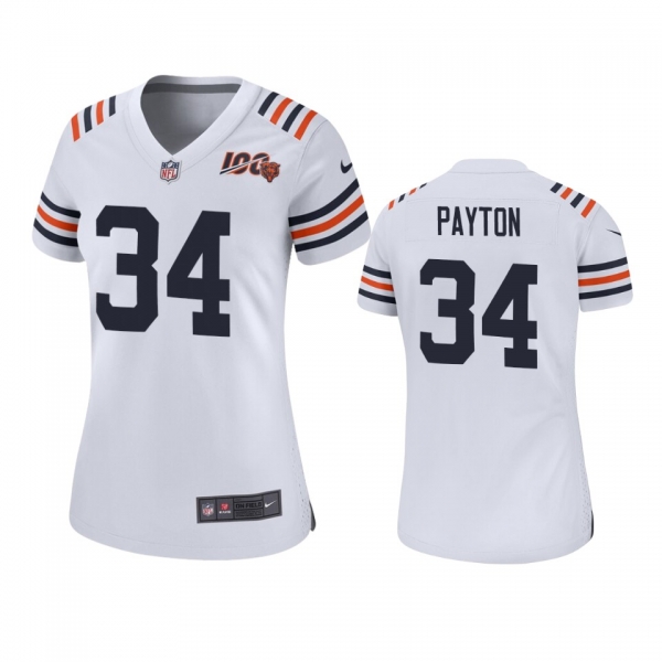 Women's Bears Walter Payton White 100th Season Classic Game Jersey