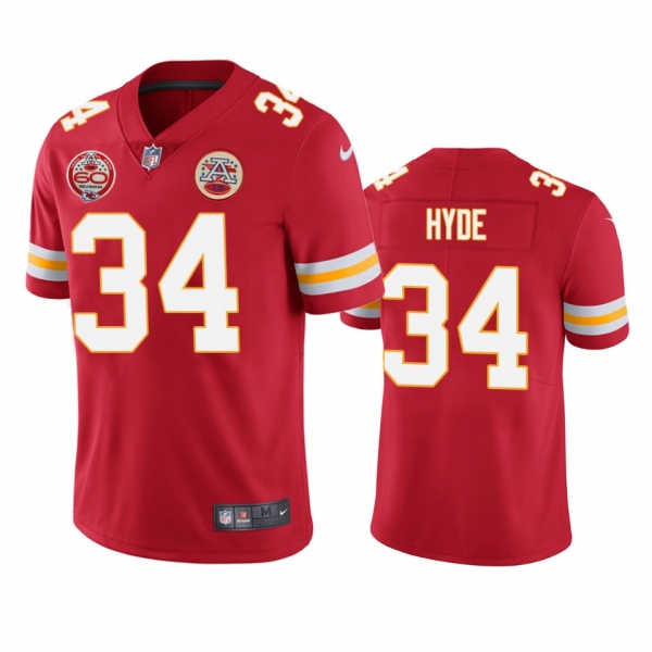 Kansas City Chiefs Carlos Hyde Red 60th Anniversary Vapor Limited Jersey