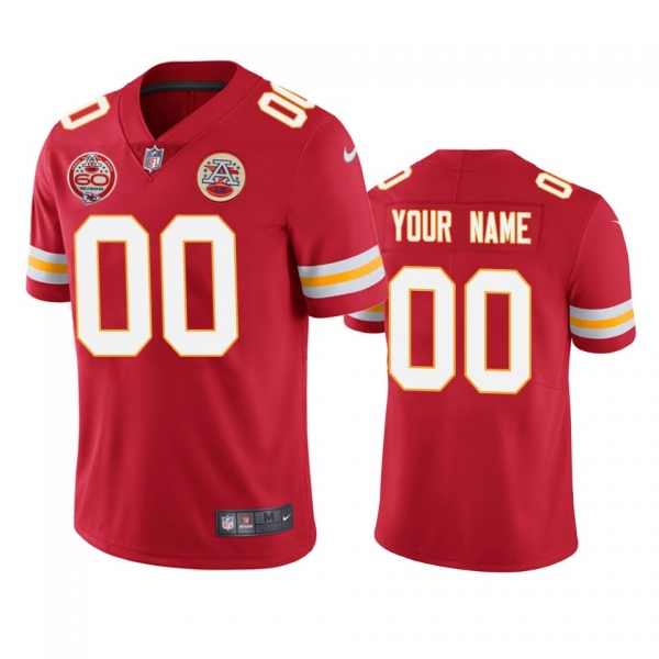 Kansas City Chiefs Custom Red 60th Anniversary Vapor Limited Jersey