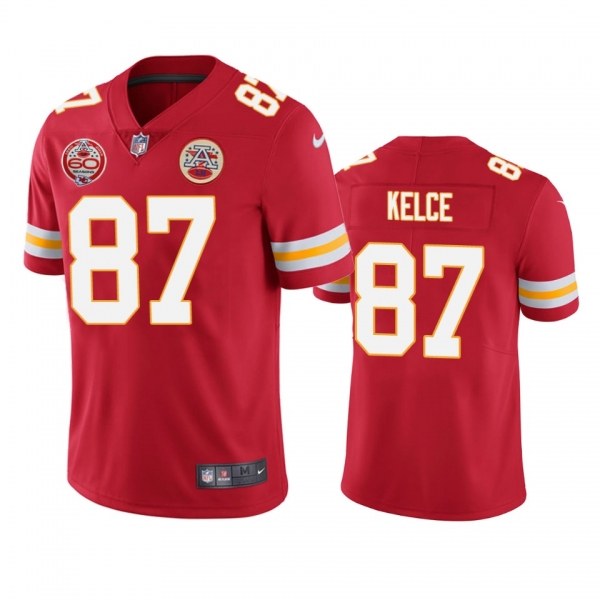 Kansas City Chiefs Travis Kelce Red 60th Anniversary Vapor Limited Jersey