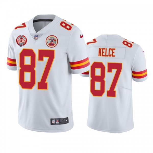 Kansas City Chiefs Travis Kelce White 60th Anniversary Vapor Limited Jersey