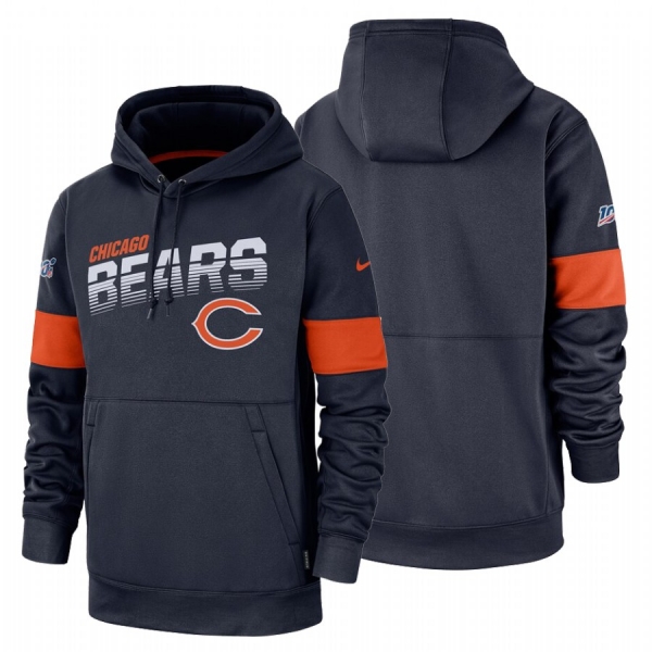 Chicago Bears Navy 100th Season Sideline Team Logo Pullover Hoodie