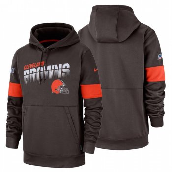 Cleveland Browns Brown 100th Season Sideline Team Logo Pullover Hoodie