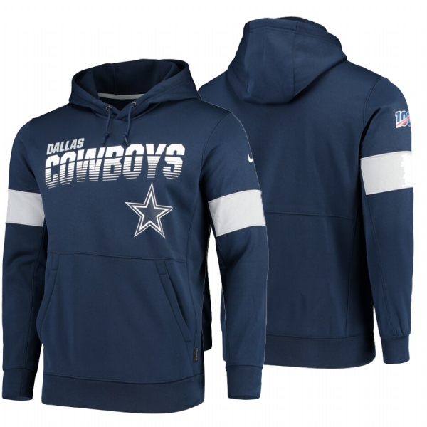 Dallas Cowboys Navy 100th Season Sideline Team Logo Pullover Hoodie