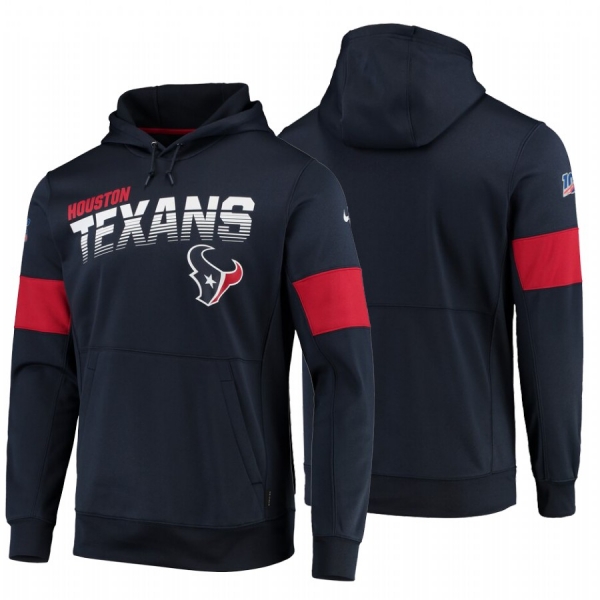 Houston Texans Navy 100th Season Sideline Team Logo Pullover Hoodie