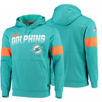 Miami Dolphins Aqua 100th Season Sideline Team Logo Pullover Hoodie