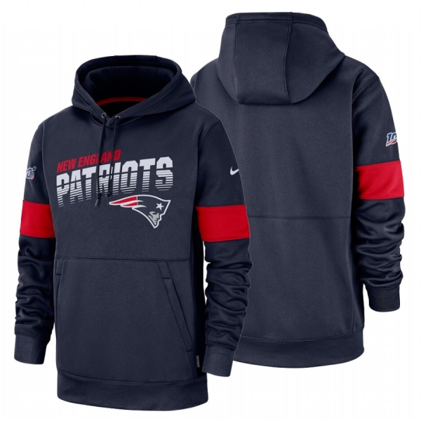 New England Patriots Navy 100th Season Sideline Team Logo Pullover Hoodie