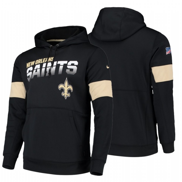 New Orleans Saints Black 100th Season Sideline Team Logo Pullover Hoodie