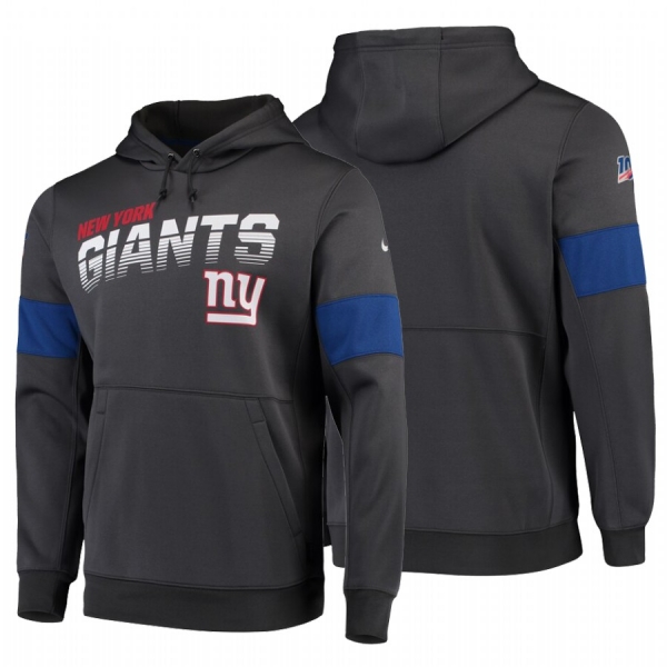 New York Giants Anthracite 100th Season Sideline Team Logo Pullover Hoodie