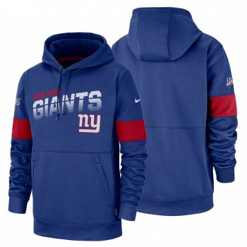 New York Giants Royal 100th Season Sideline Team Logo Pullover Hoodie