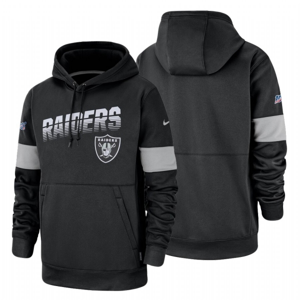 Oakland Raiders Black 100th Season Sideline Team Logo Pullover Hoodie