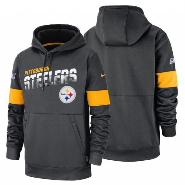 Pittsburgh Steelers Anthracite 100th Season Sideline Team Logo Pullover Hoodie